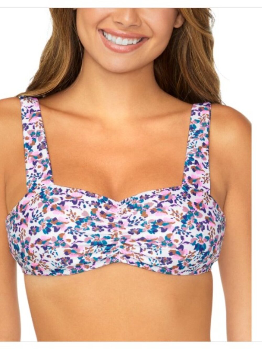 Raisins Juniors' Beachy Printed Bralette Bikini Top - White Multi - Picture 3 of 3